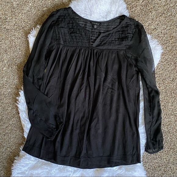 Lucky Brand Black Long Sleeve Top Size XS - Picture 1 of 7